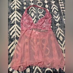 Victoria's Secret Pink Lace Halter Babydoll